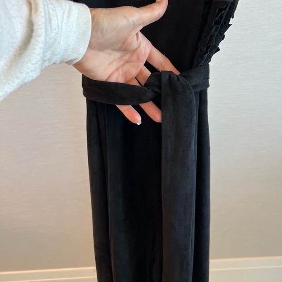 NEW with defect Fancy James Black Women Leather Suede Sleeveless Jumpsuit Size M - Picture 10 of 16